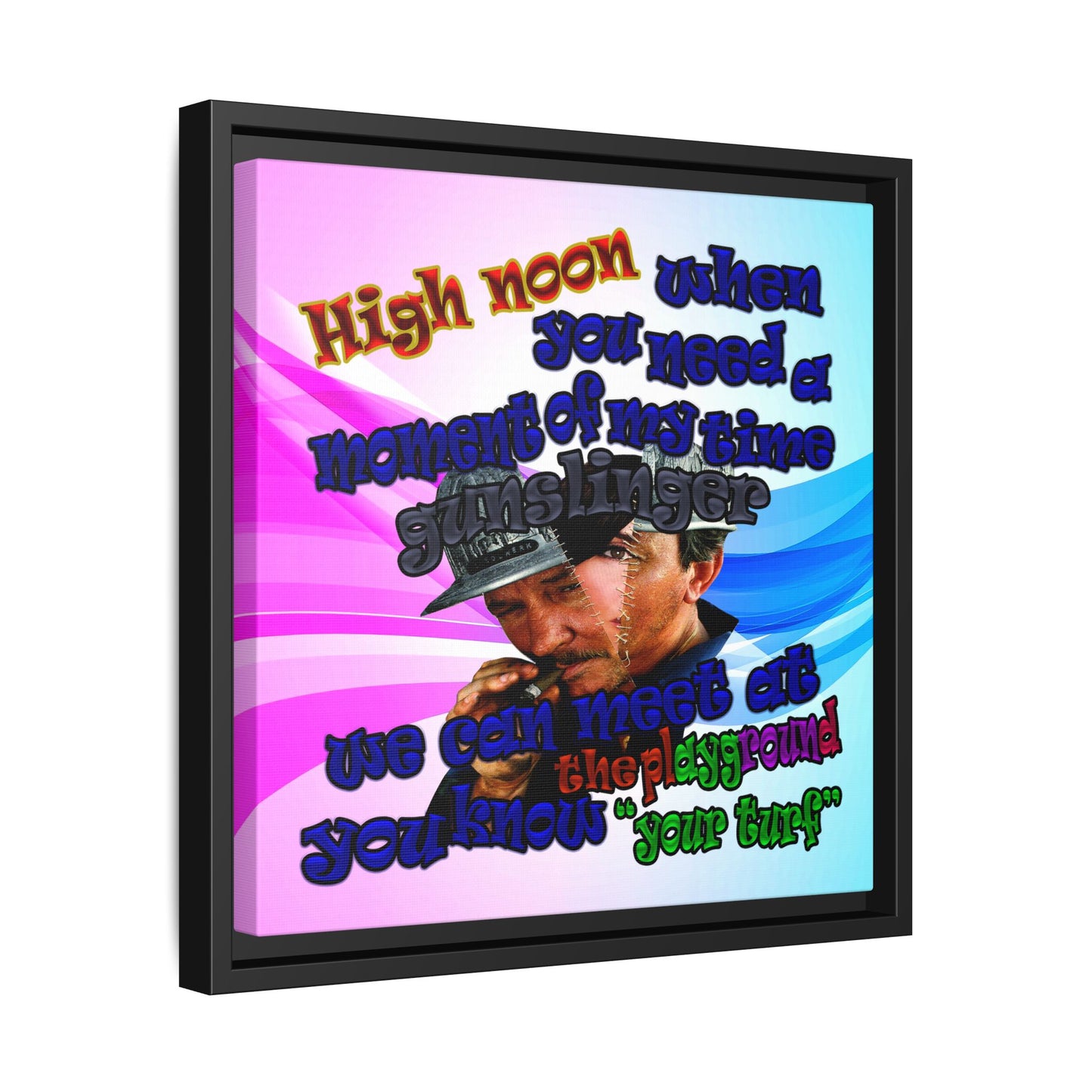 high noon - framed canvas art (light blue-pink wave)