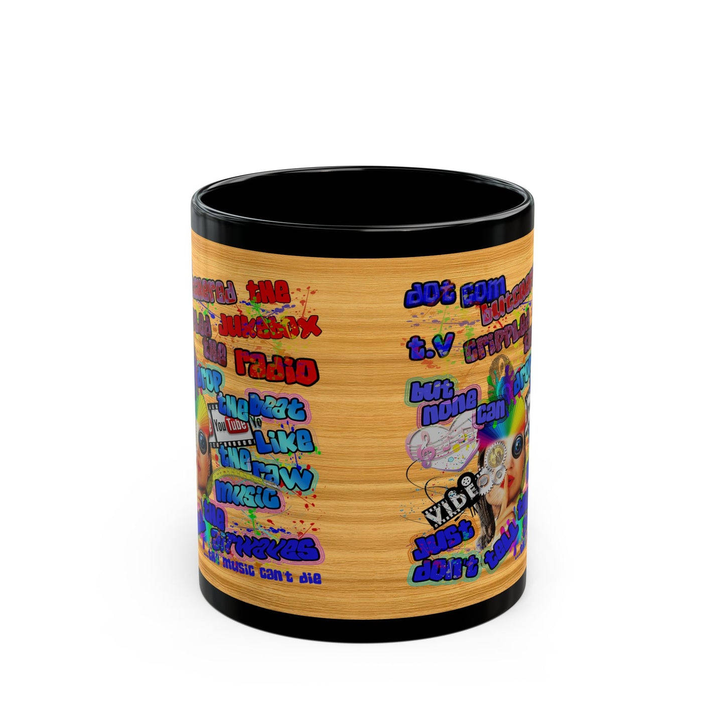drop the beat - Black Mug (butterscotch wood finish)