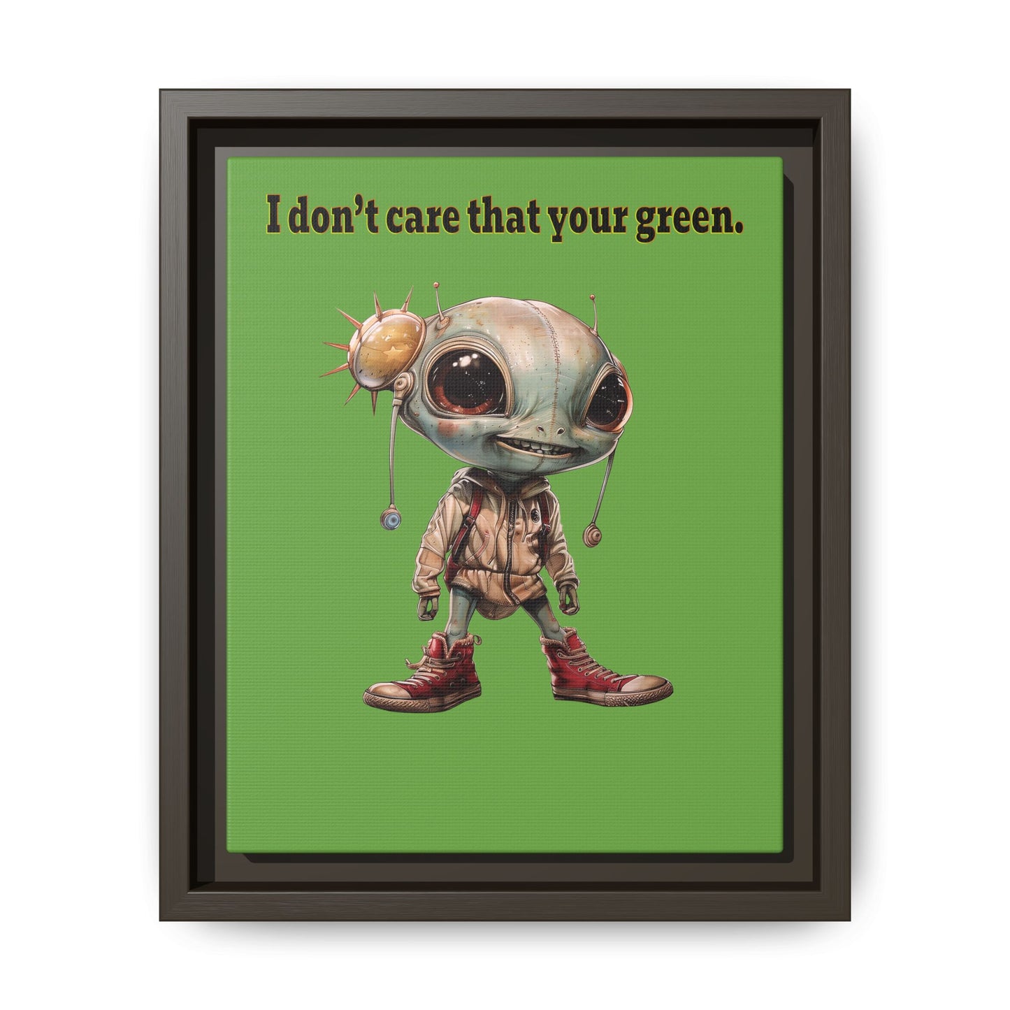 I don't care that your green - framed canvas art (green)