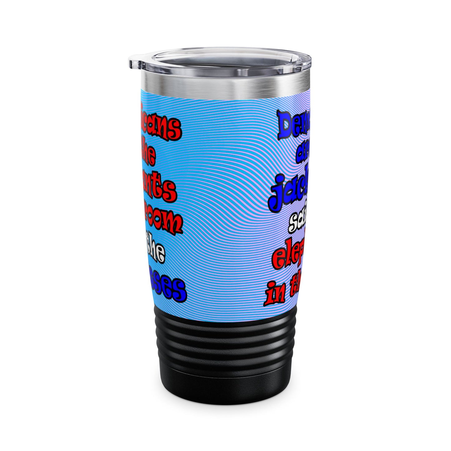 donkeys and elephants - Ringneck Tumbler, 20oz (light blue-purple wave)