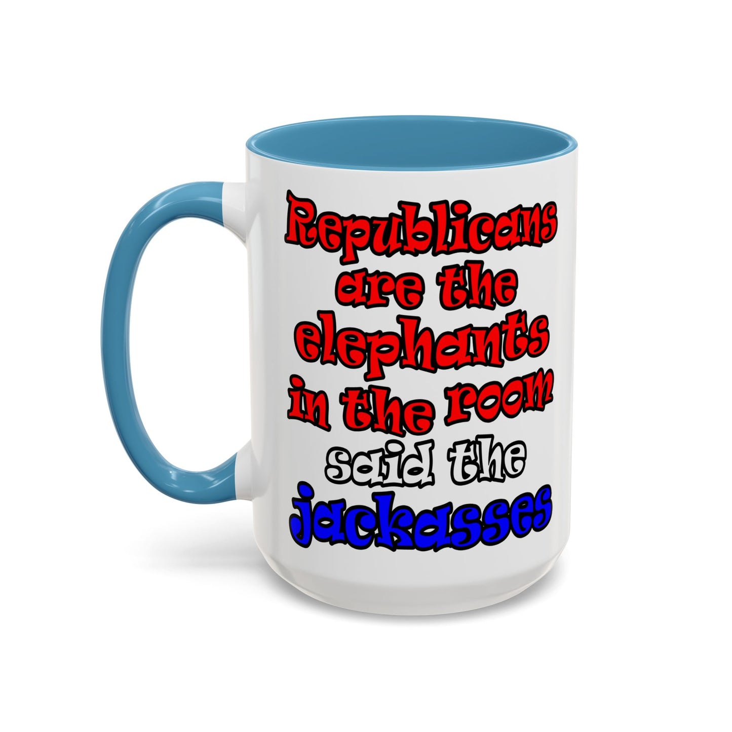 donkeys and elephants - Accent Mug (white)