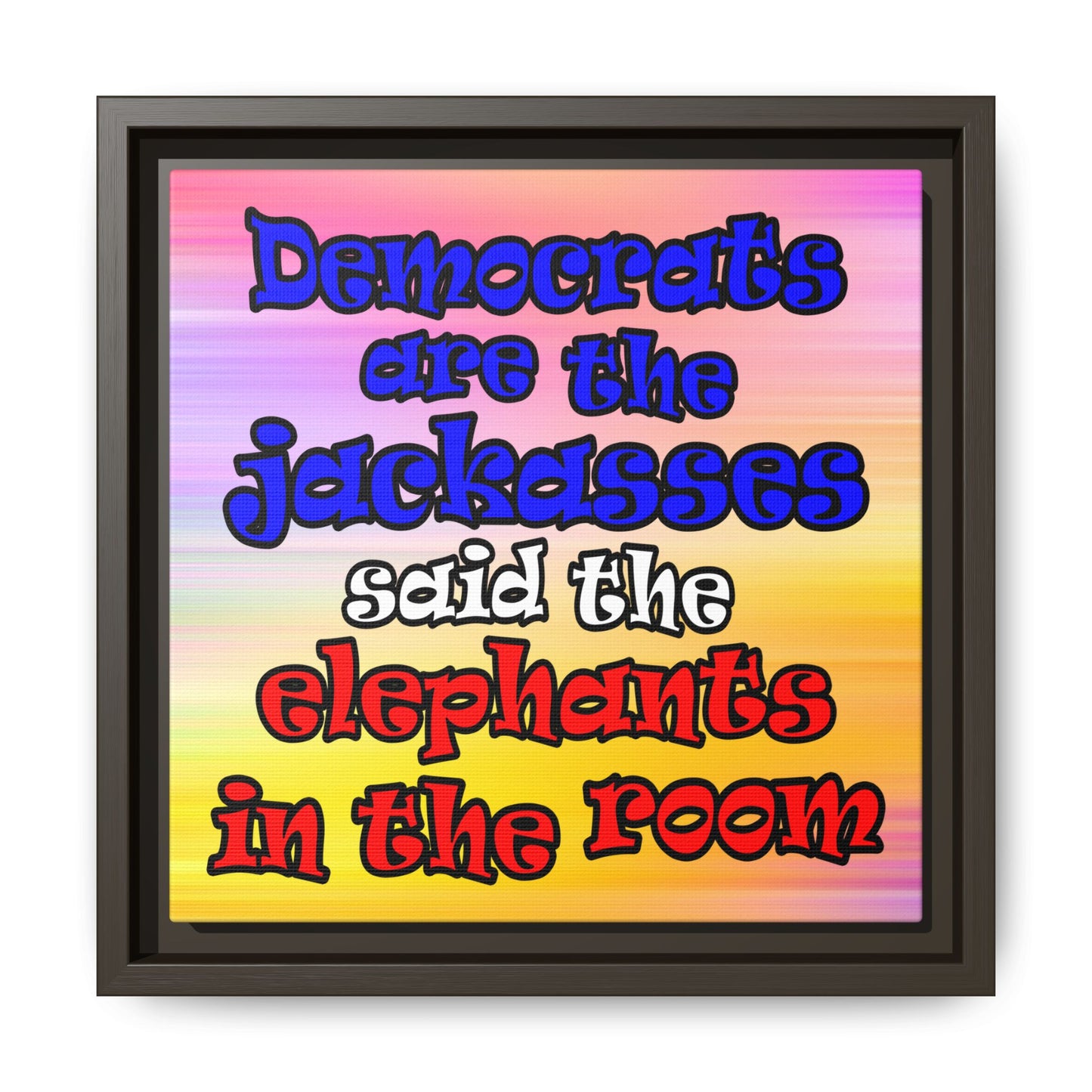 donkeys and elephants - framed canvas art (color blur)
