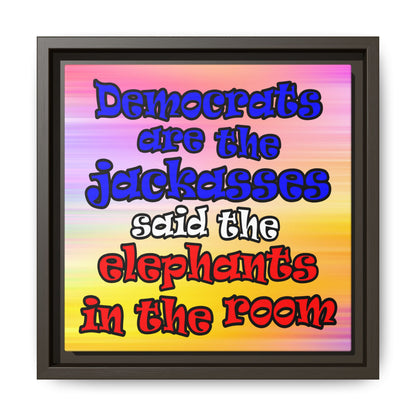 donkeys and elephants - framed canvas art (color blur)