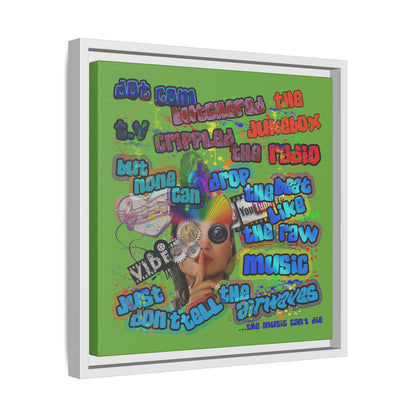 drop the beat - framed canvas art (green)