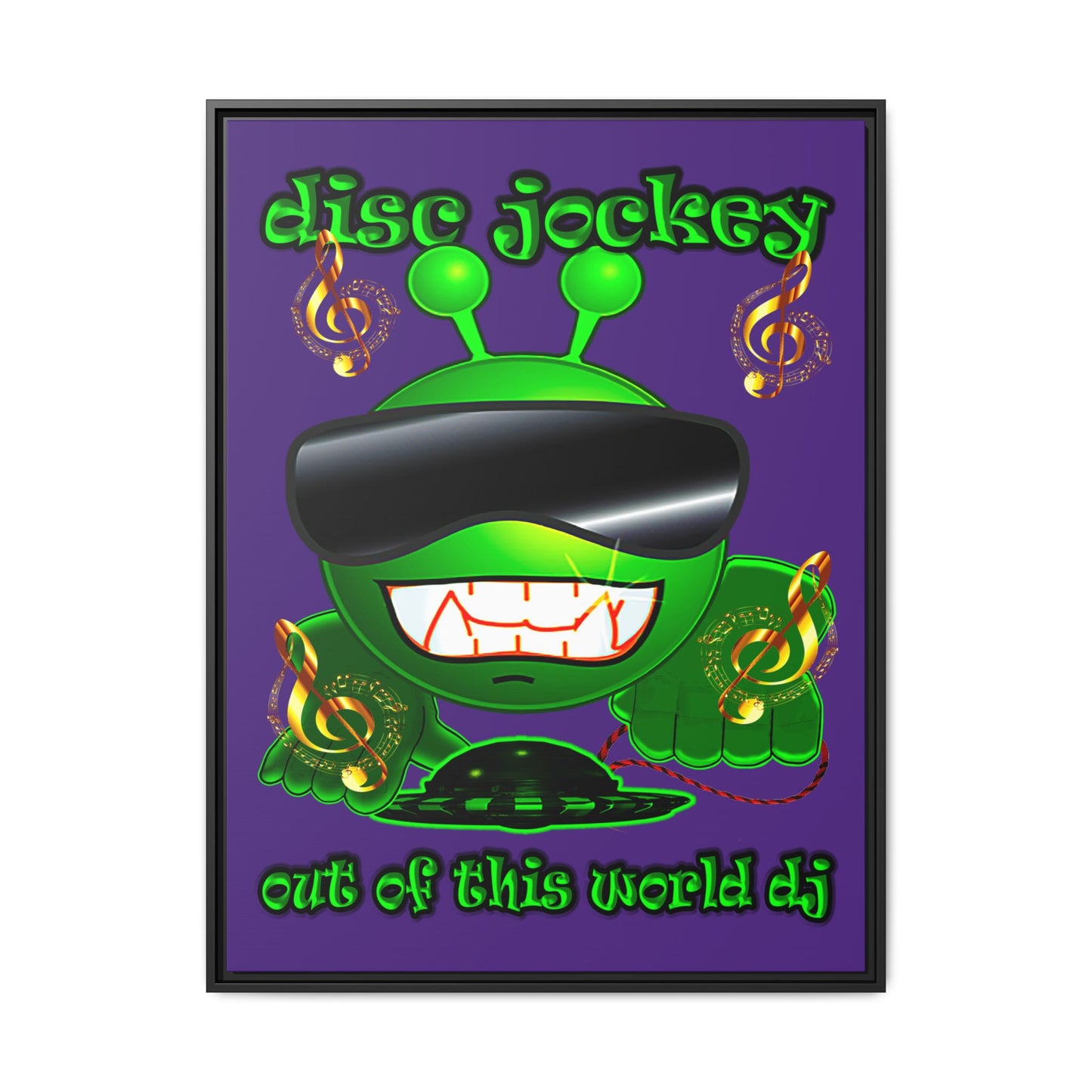 disc jockey - framed canvas art (purple)