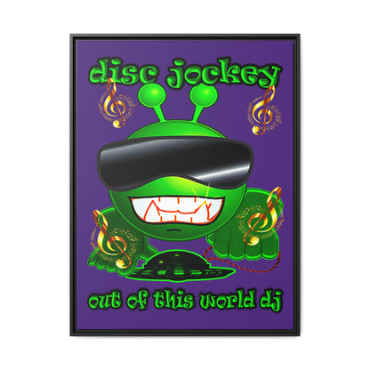 disc jockey - framed canvas art (purple)