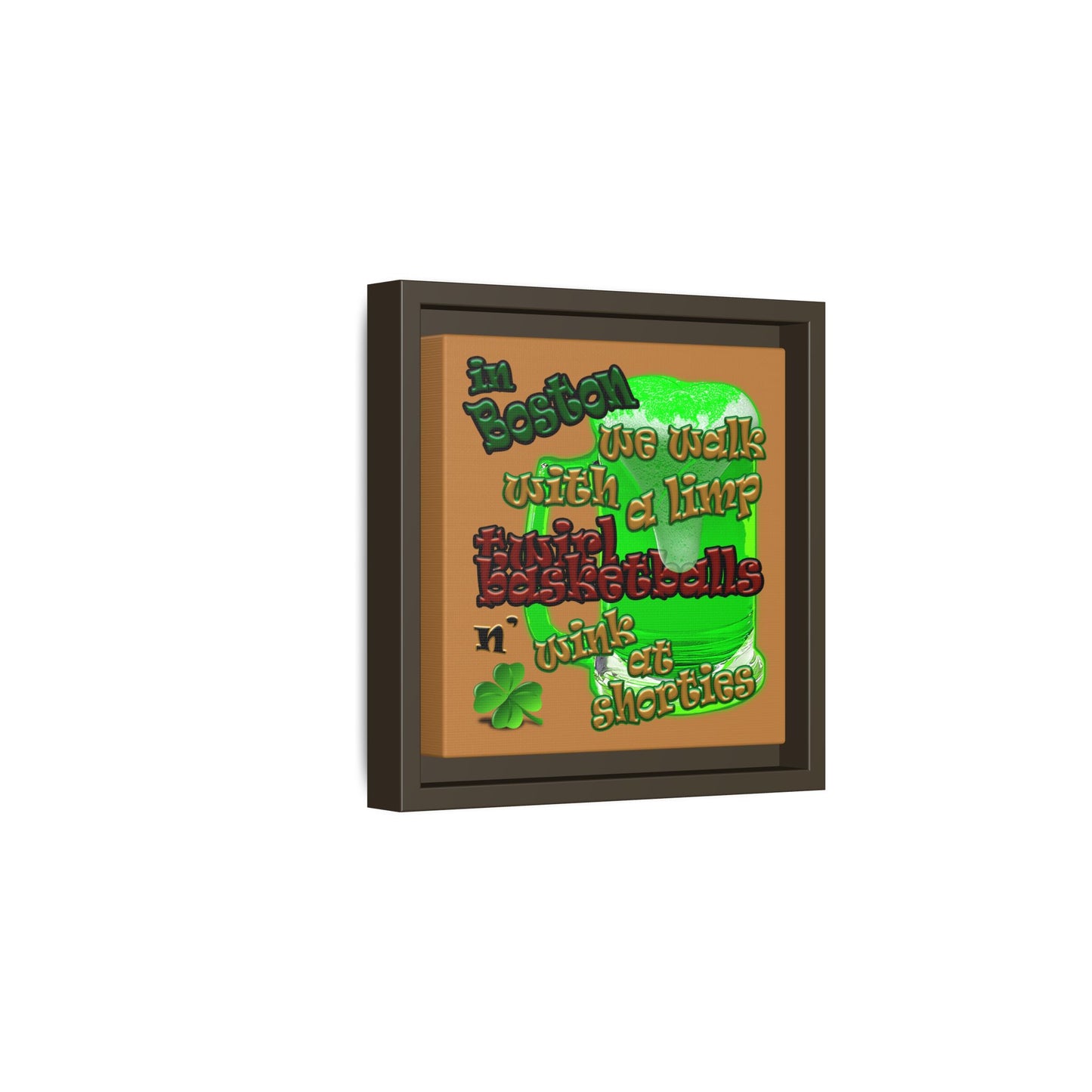 celtics logo - framed canvas art (light brown)