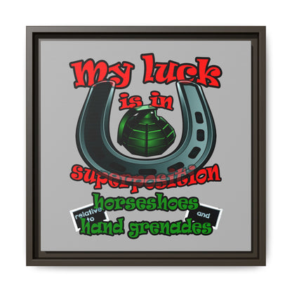 my luck - framed canvas art (light grey)