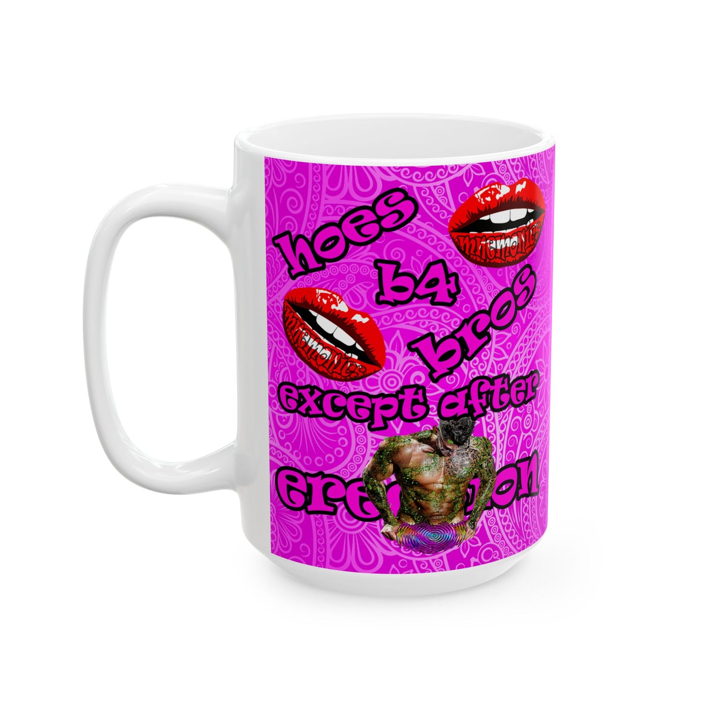 hoes b4 bros - White Mug (pink swirl)