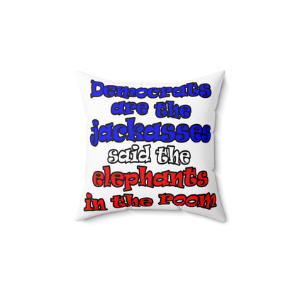 donkeys and elephants - Spun Polyester Square Pillow - (white)