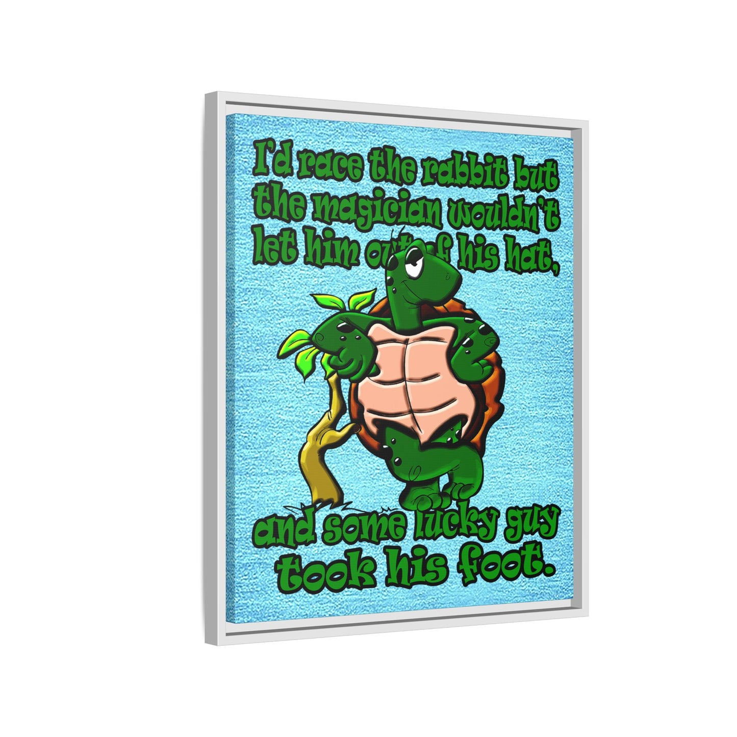 turtle race - framed canvas art (faded blue)