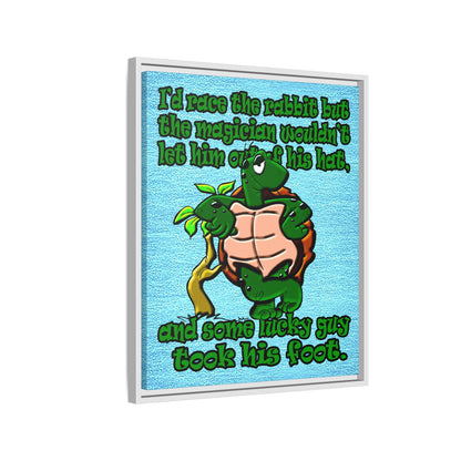 turtle race - framed canvas art (faded blue)