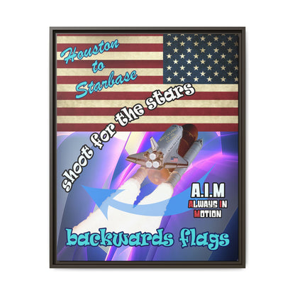 shoot for the stars - framed canvas art (grey-pink wave)