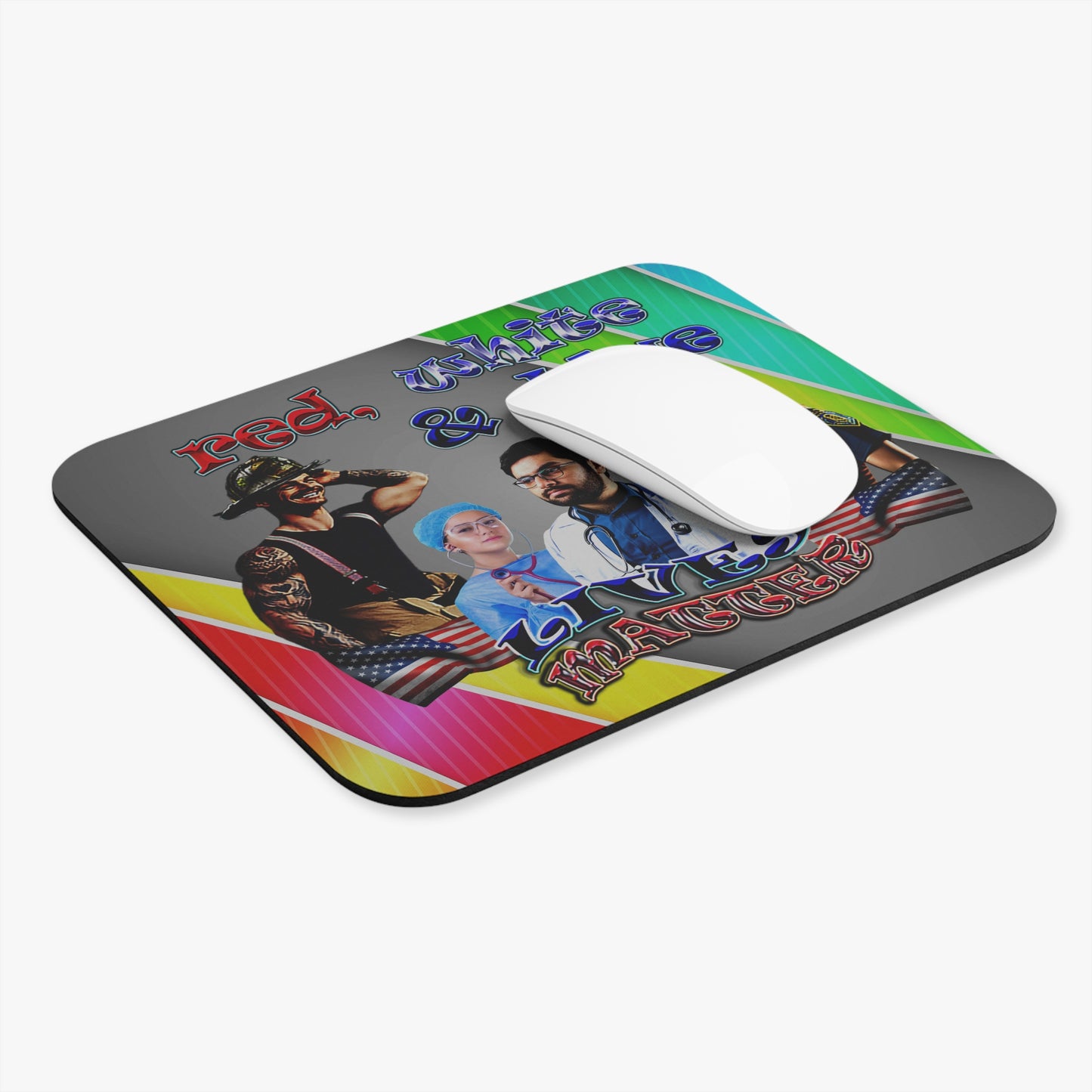 rw&b lives matter - Mouse Pad (Rectangle) (rainbow split)
