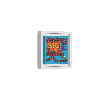 schrodinger's cat - framed canvas art (turquoise)