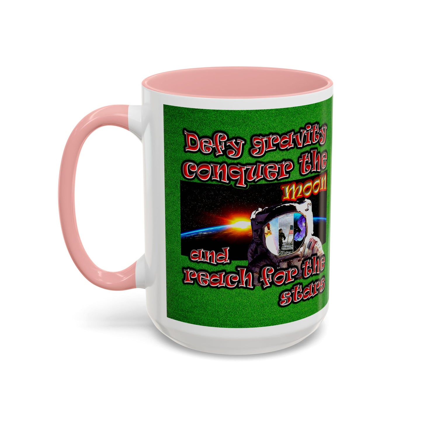 defy conquer reach - Accent Mug (green turf)