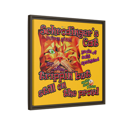 schrodinger's cat - framed canvas art (yellow)