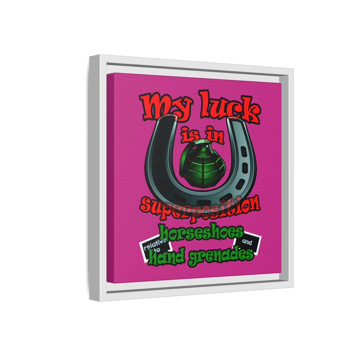 my luck - framed canvas art (pink)
