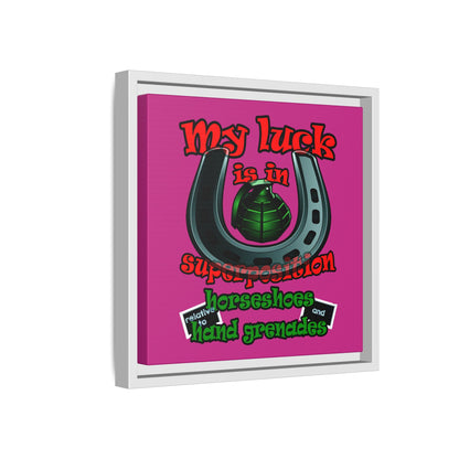 my luck - framed canvas art (pink)