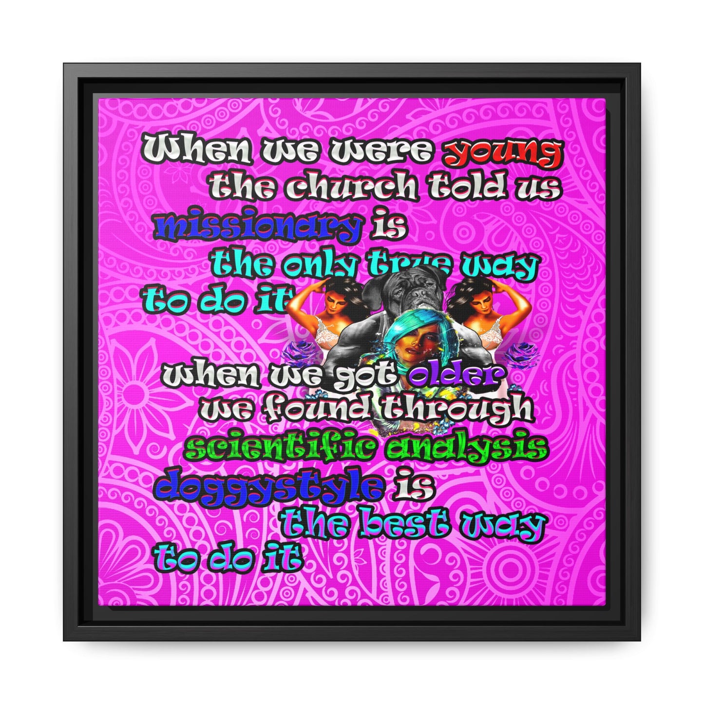doggystyle - framed canvas art (pink swirl)