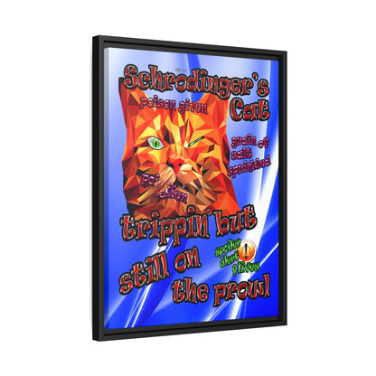 schrodinger's cat - framed canvas art (blue-white wave)