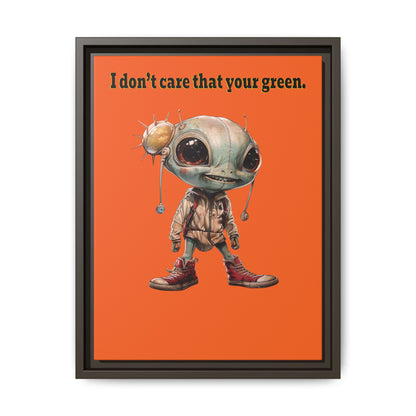 I don't care that your green - framed canvas art (orange)