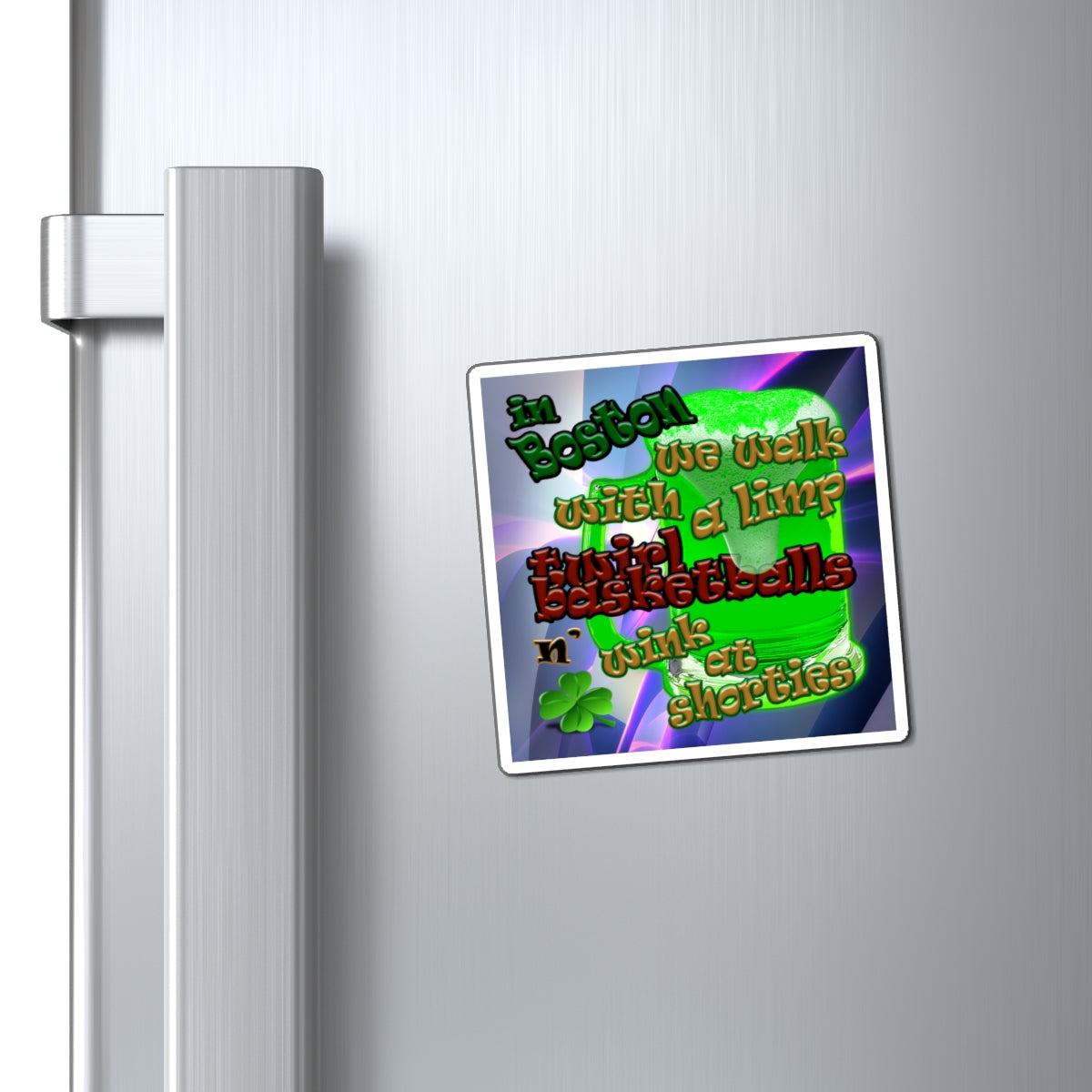 celtics logo - Magnets - (grey-pink wave)