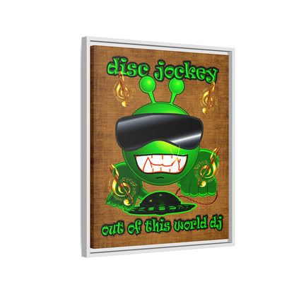 disc jockey - framed canvas art (brown papyrus)
