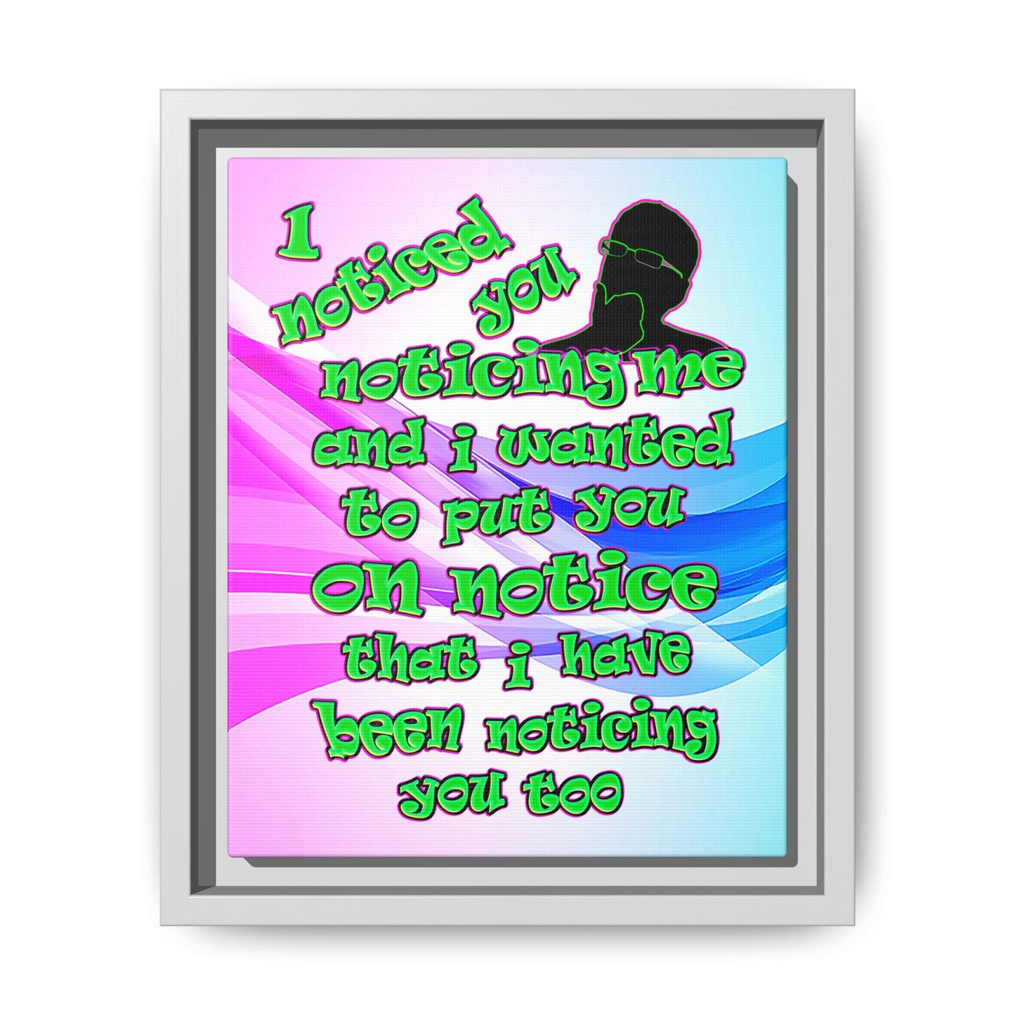noticed you noticing - framed canvas art (light blue-pink wave)