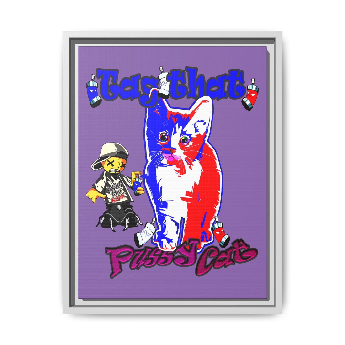 tag that - framed canvas art (light purple)