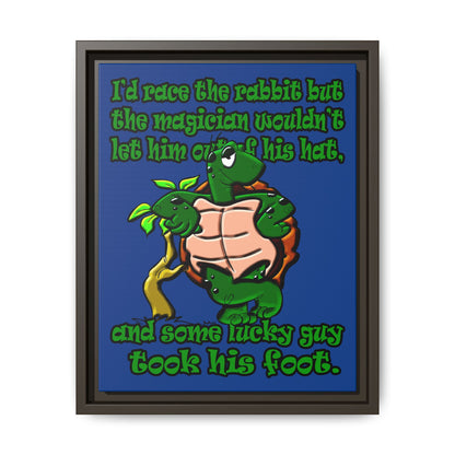 turtle race - framed canvas art (dark blue)