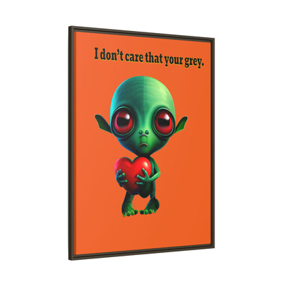 I don't care that your grey - framed canvas art (orange)