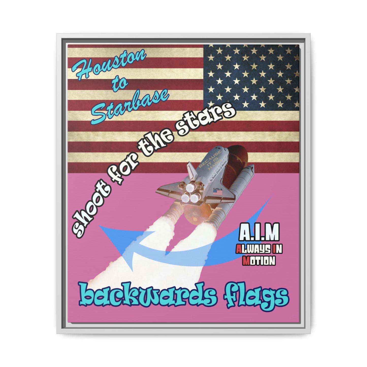 shoot for the stars - framed canvas art (light pink)