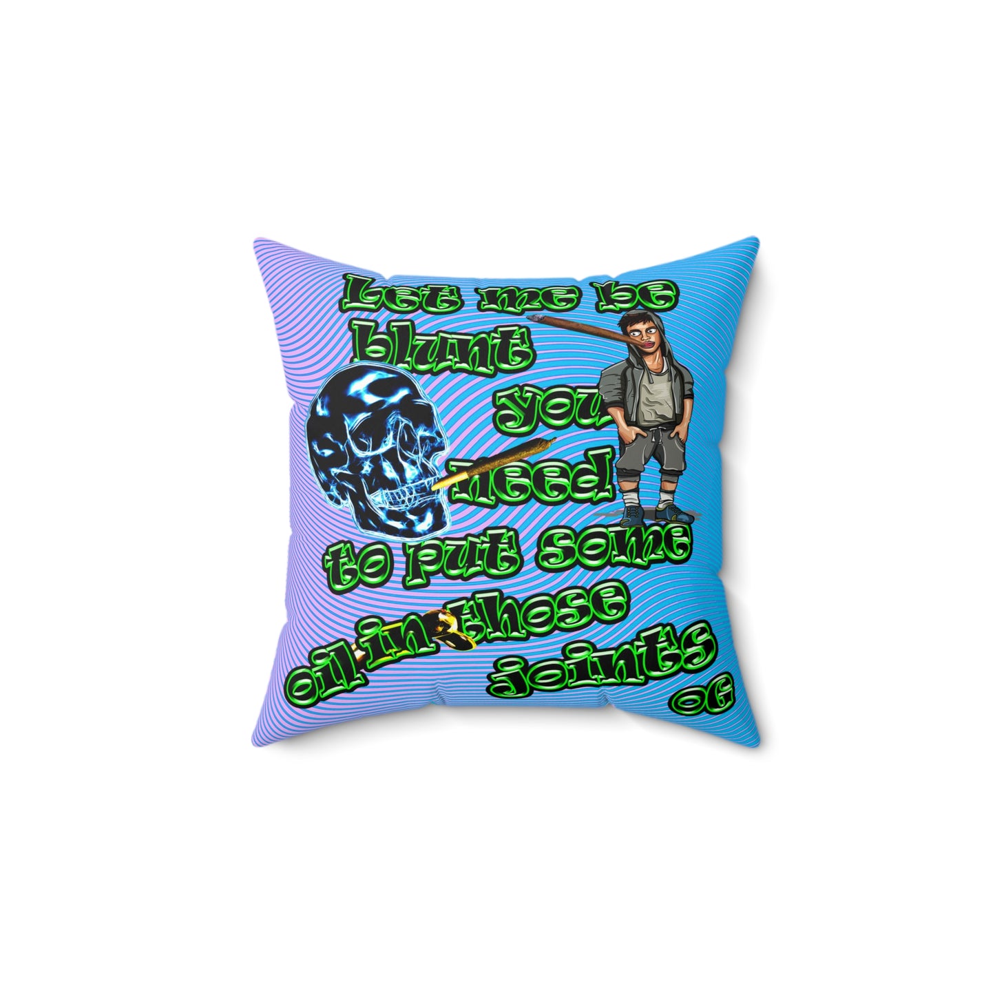 og - Faux Suede Square Pillow - (light blue-purple wave)