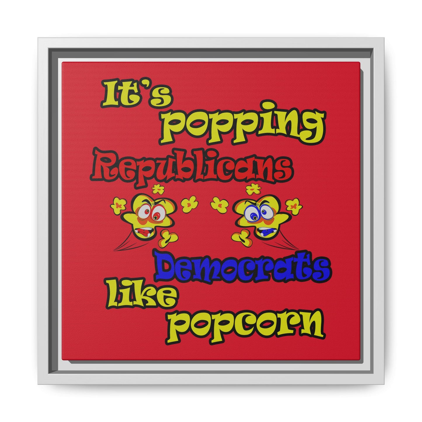 popping like popcorn - framed canvas art (dark red)