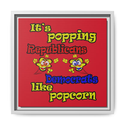 popping like popcorn - framed canvas art (dark red)