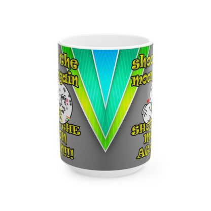 shoot the moon again - White Mug (rainbow split)