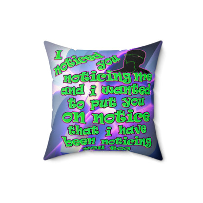 noticed you noticing - Spun Polyester Square Pillow - (grey-pink wave)