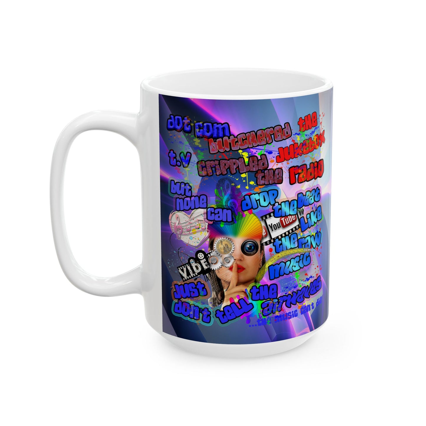 drop the beat - White Mug (grey-pink wave)