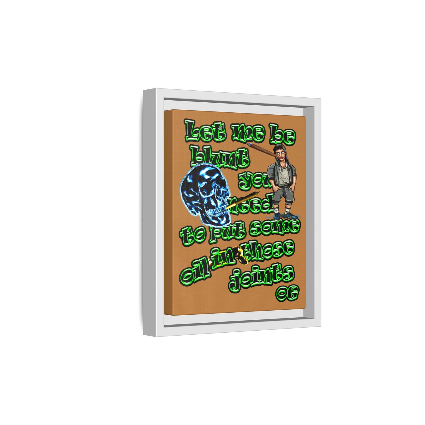 og - framed canvas art (light brown)
