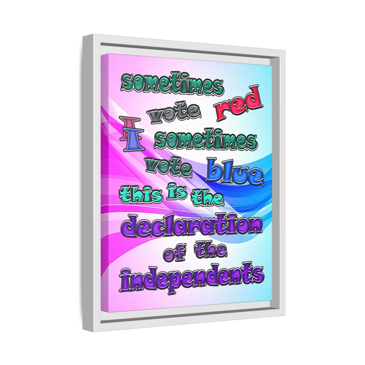 declaration of the independents - framed canvas art (light blue-pink wave)