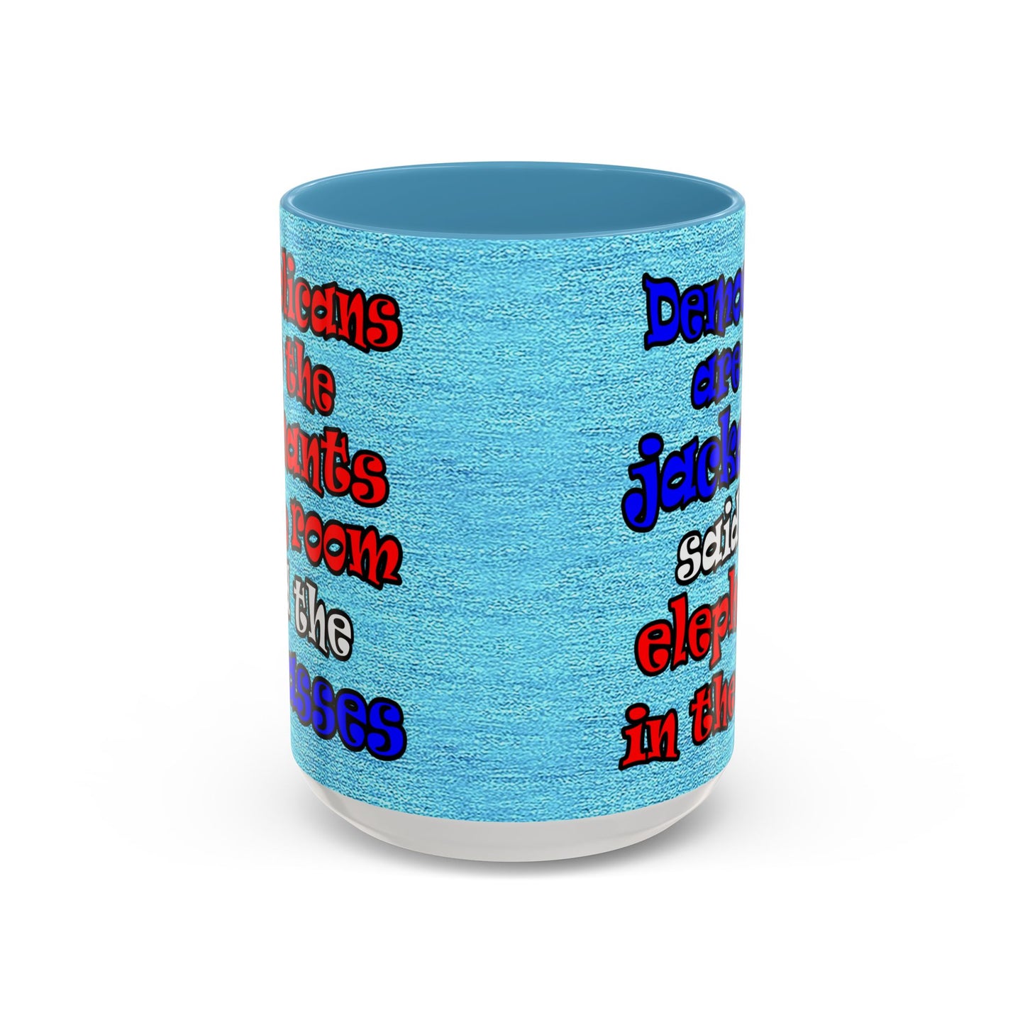 donkeys and elephants - Accent Mug (faded blue)