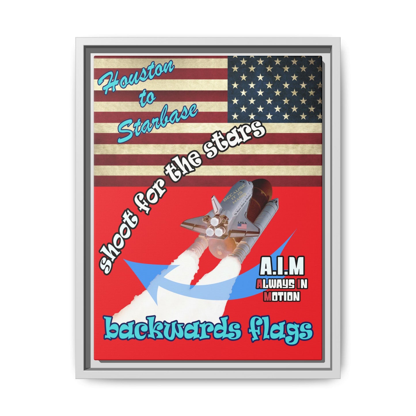 shoot for the stars - framed canvas art (red)