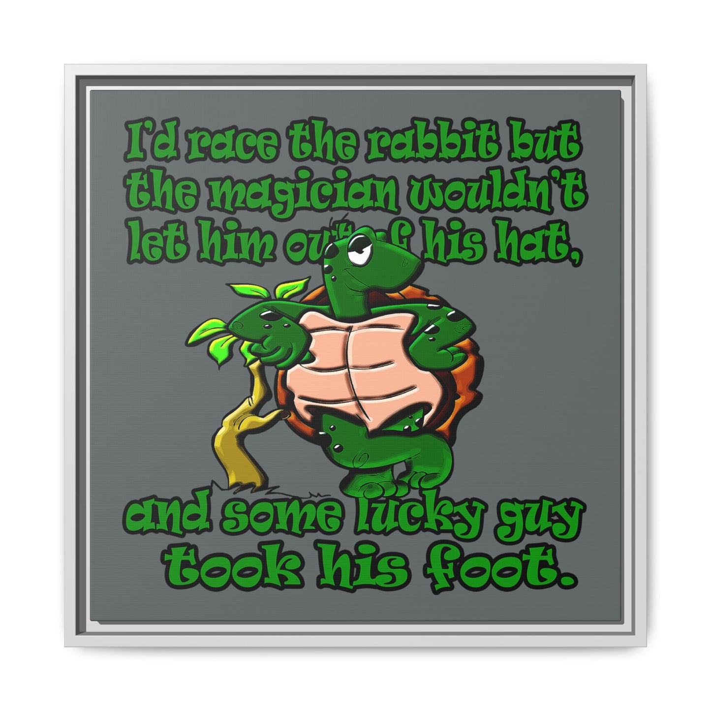 turtle race - framed canvas art (dark grey)