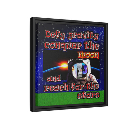 defy conquer reach - framed canvas art ('snoops' background)