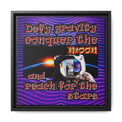 defy conquer reach - framed canvas art (purple wave)