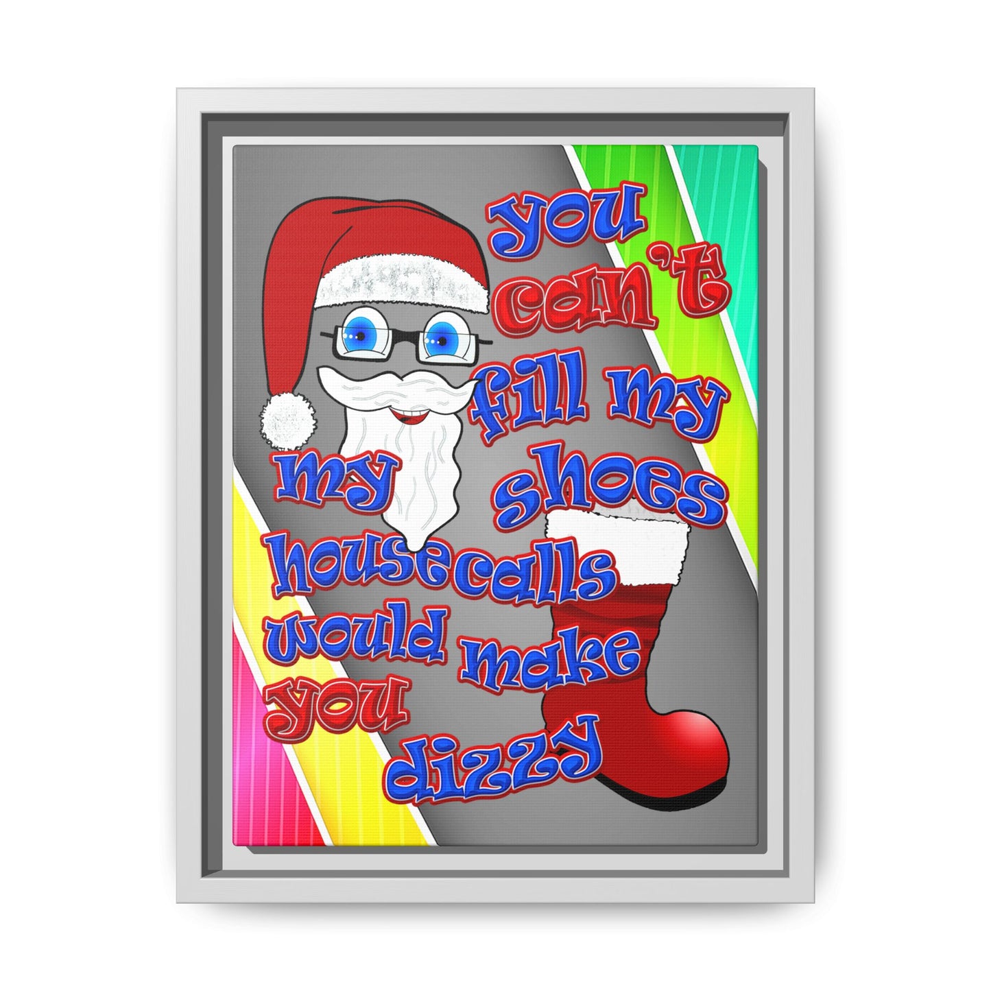 santa's shoes - framed canvas art (rainbow split)