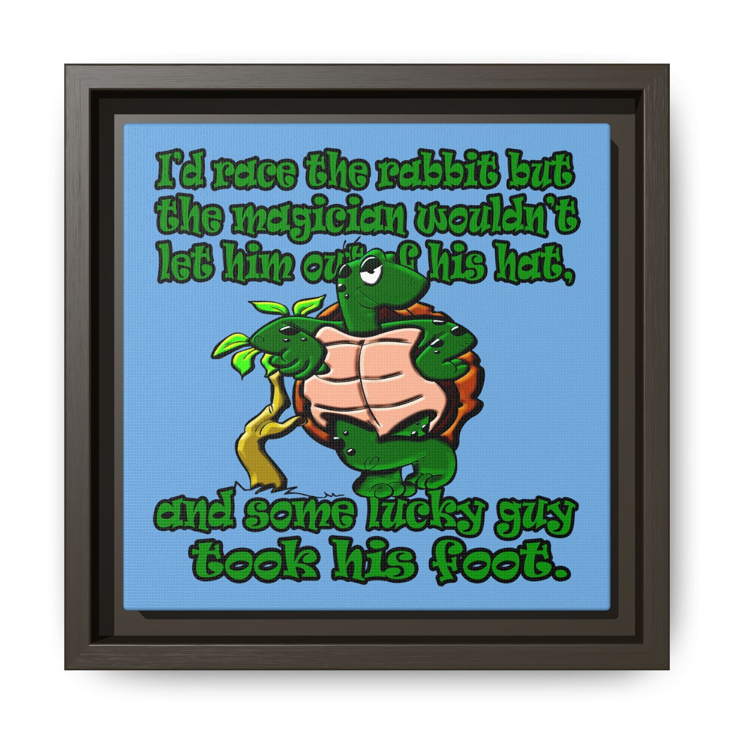 turtle race - framed canvas art (light blue)