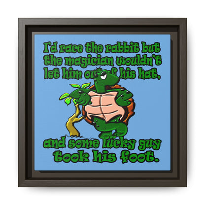 turtle race - framed canvas art (light blue)