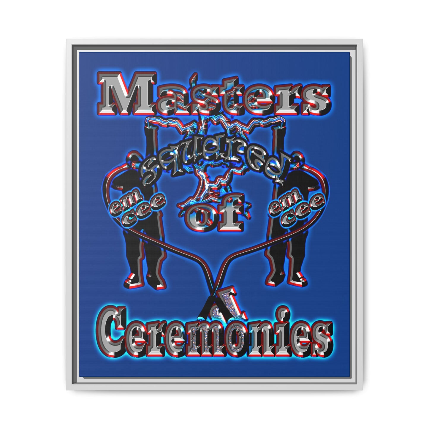 em cee squared - framed canvas art (dark blue)